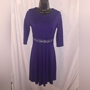 Elegant Purple Lace-Trimmed Dress